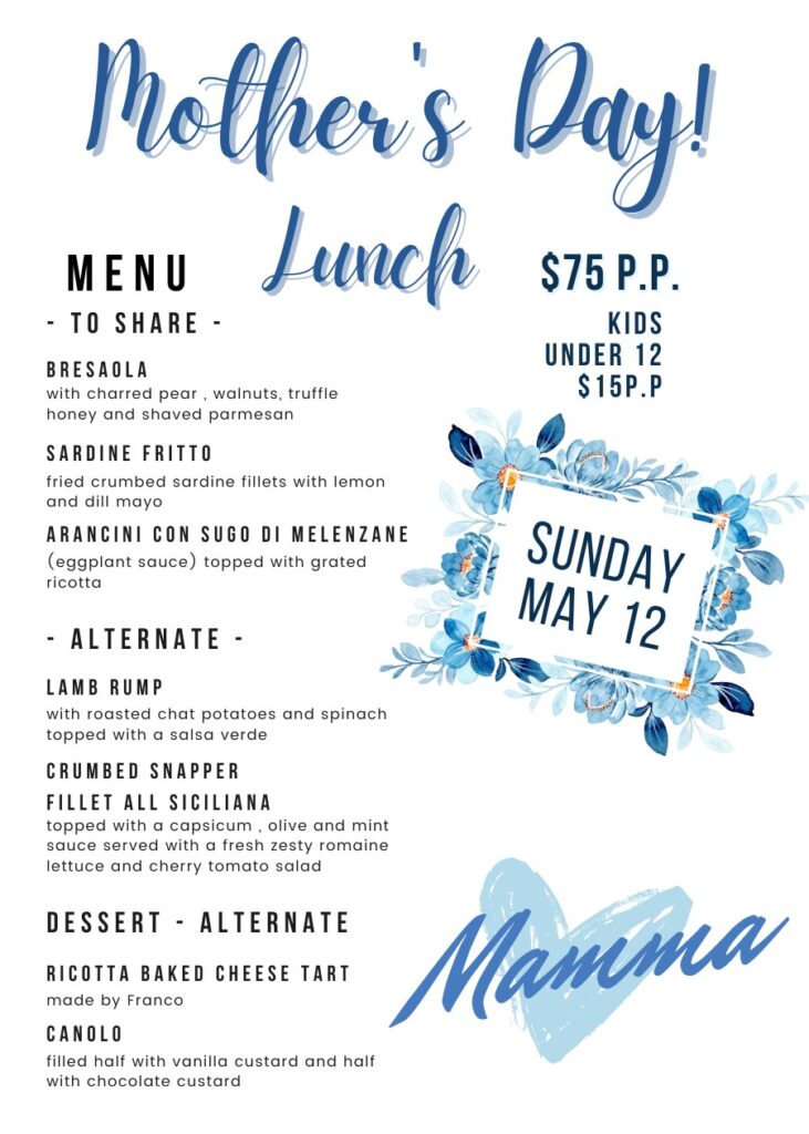 3Sicilians Mothers Day Menu 2024